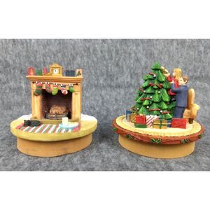 OUR AMERICA Yankee Candle Toppers Set of 2 Christmas Fireplace & Christmas Eve 2